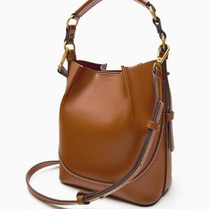Zara Tan Leather Crossbody Bag